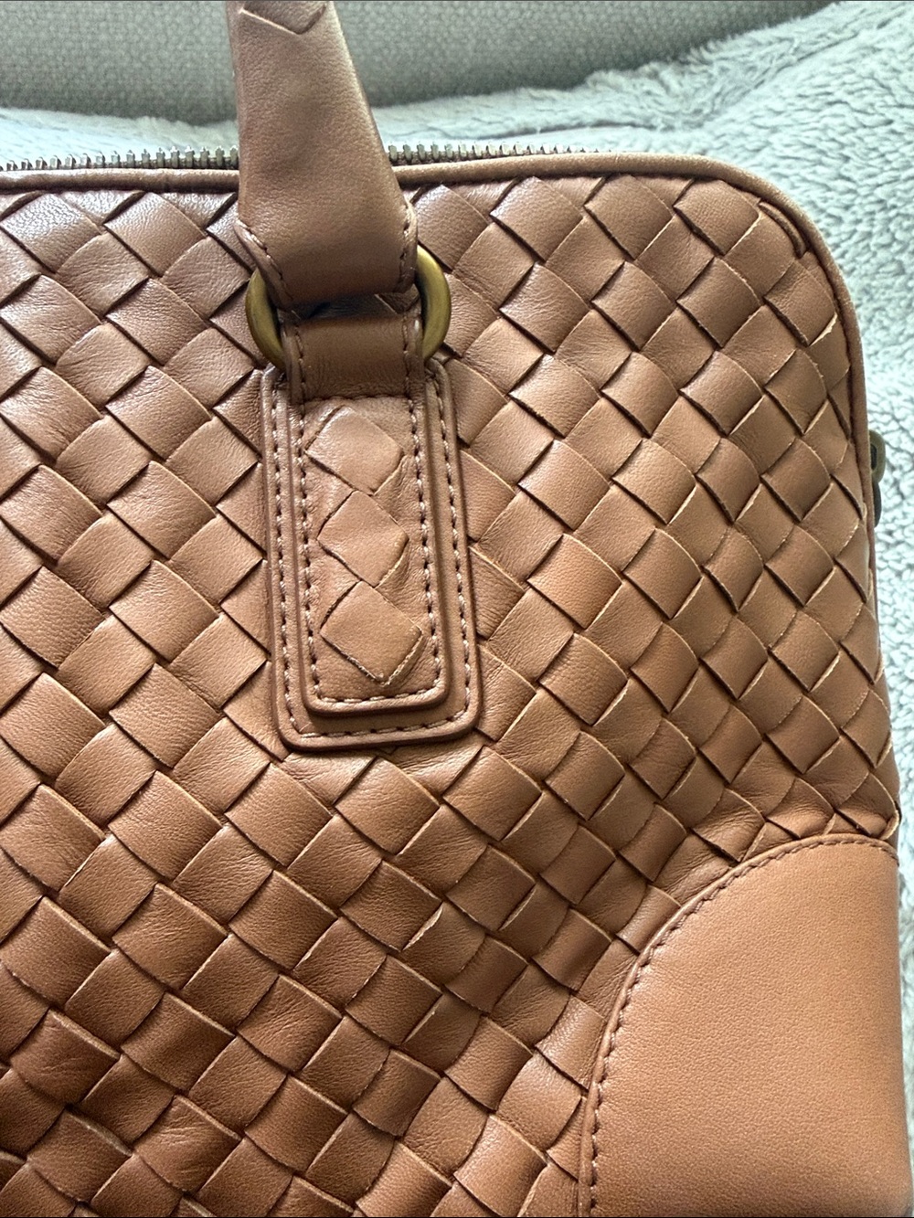 Bottega Veneta Intrecciato Leather Satchel - Cognac Brown - Picture 10 of 15